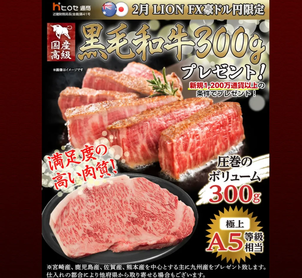 FX会社ヒロセ通商食品キャンペーン国産高級和牛プレゼント